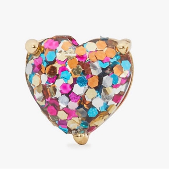 Kate Spade Multi Glitter My Love Goldtone Heart Earrings - Picture 6 of 10